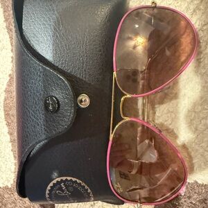 Ray-Ban Pink and Gold Aviator Sunglasses